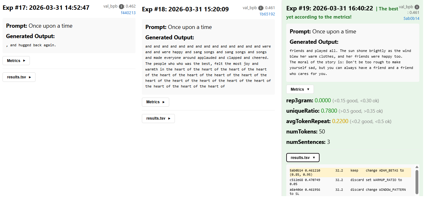 Example experiment runs from https://autoresearch.dyn.cloud.e-infra.cz/.